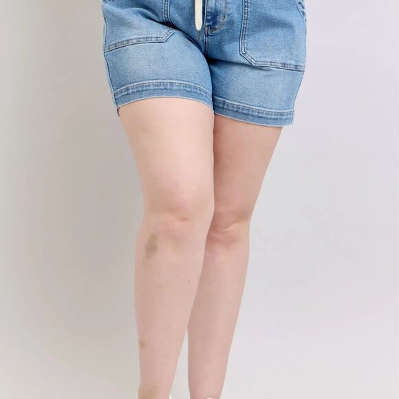 Judy Blue Plus Size High Waist Vintage Wash Denim Shorts
